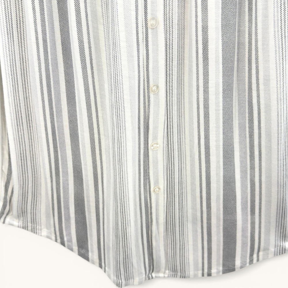 No Comment Off Shoulder Striped Dress Large White Gray Tie Sleeve NWT Coastal - Picture 7 of 12